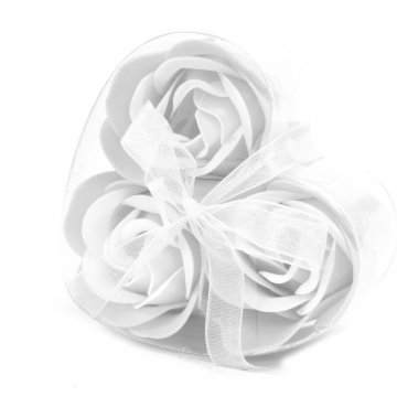 Sada 3 mydlových kvetinových srdiečok - biela od Ancient Wisdom