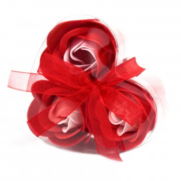 Sada 3 mydlových kvetinových srdiečok - červené ruže od Ancient Wisdom