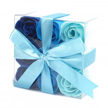 Sada 9 mydlových kvetín - modré svadobné ruže od Ancient Wisdom